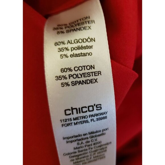 Chico's Red Cotton Blend Tie Front Tunic Shirt Top Size L EUC - Picture 9 of 9